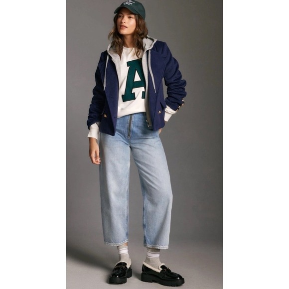 MAEVE By ANTHROPOLOGIE Twofer Peacoat Jacket With Removable Hood Liner Small S - Picture 3 of 14